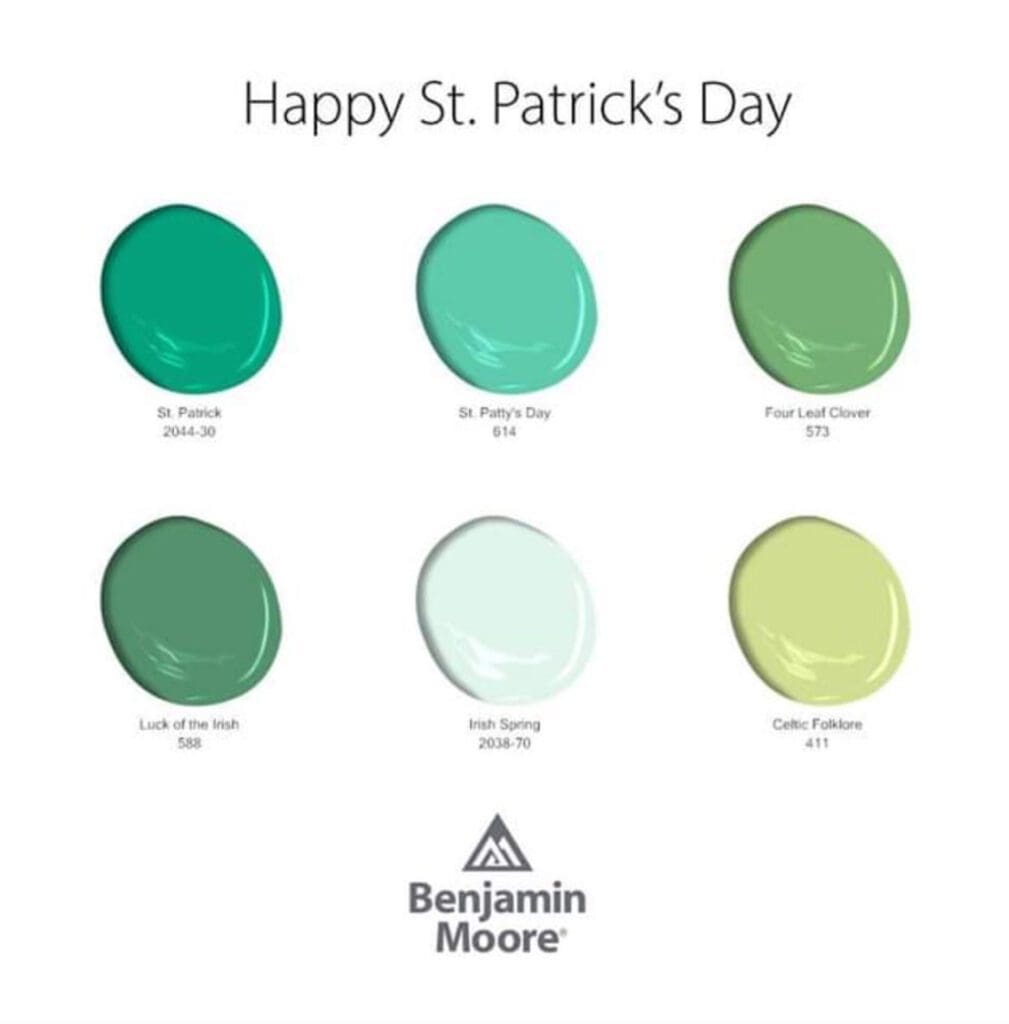 Benjamin Moore St. Patrick's Day Paint Colors.