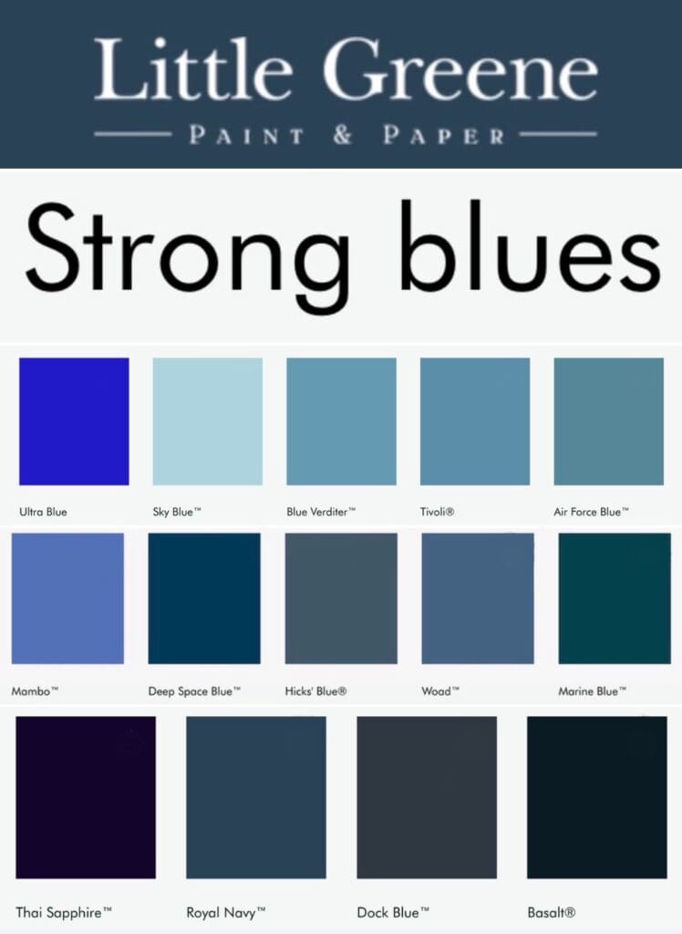 Little Greene Strong Blue Paint Colors.