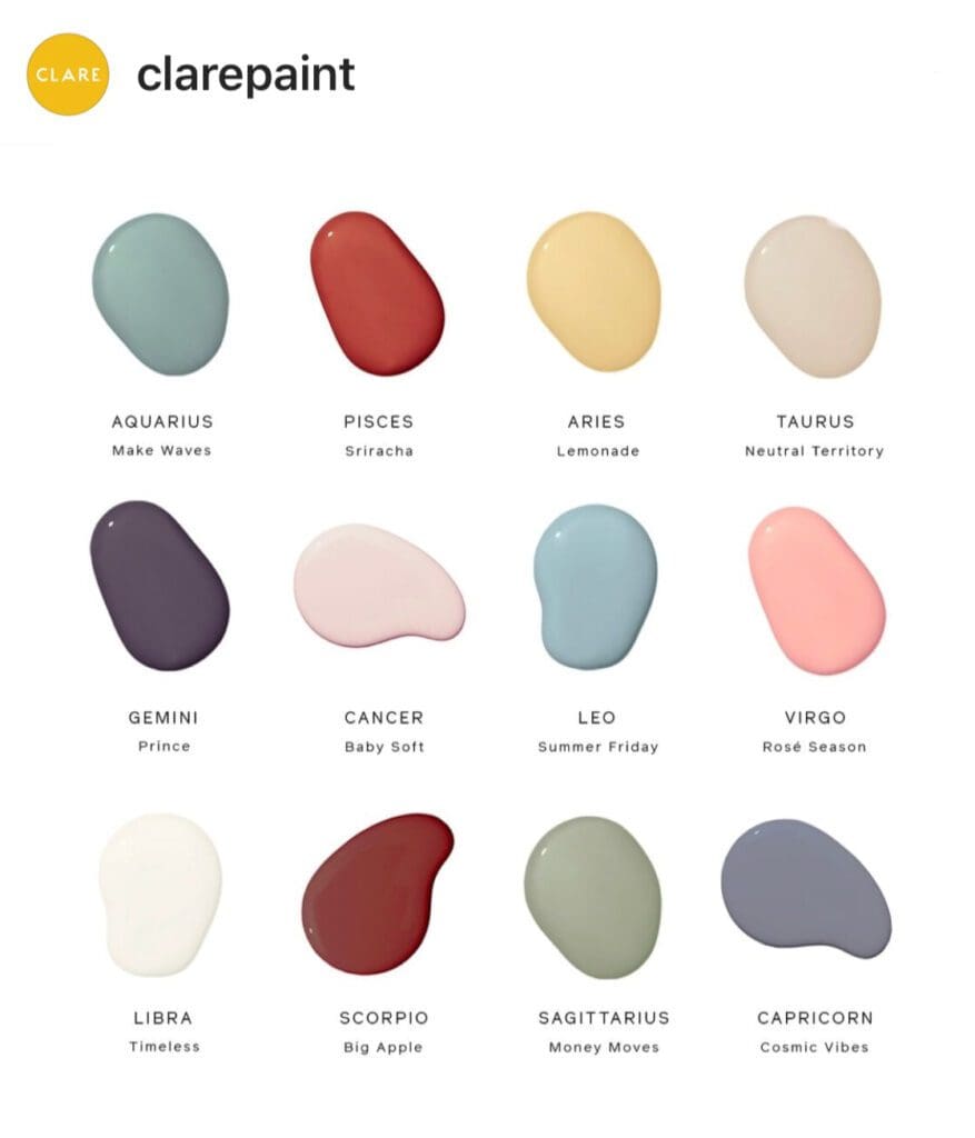 Clare Zodiac Paint Color Palette. All Los Angeles Painting Company