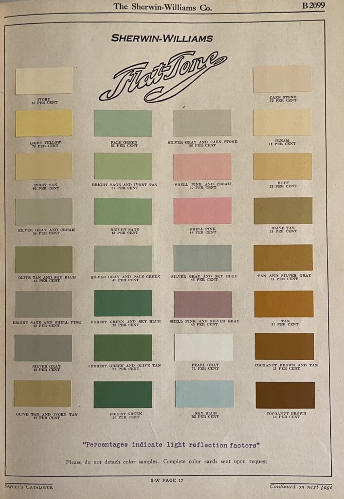 Sherwin Williams 1930 Interior Paint Color Chart. 