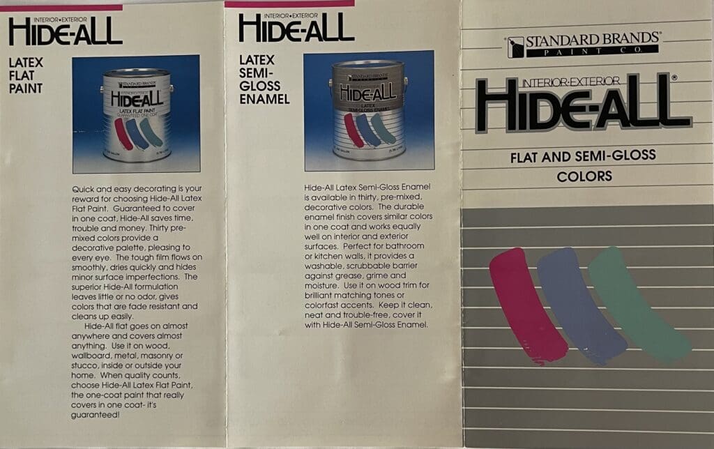 Hide-All Color Chart front and back cover.