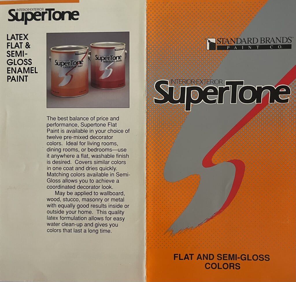 SuperTone Interior and Exterior Color Chart front and back