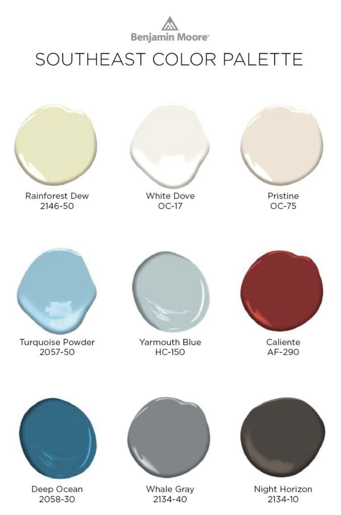 Benjamin Moore Southeast Paint Color Palette.