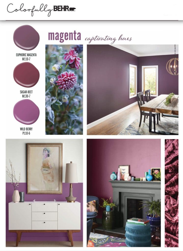 Behr Magenta Paint Color Palette.