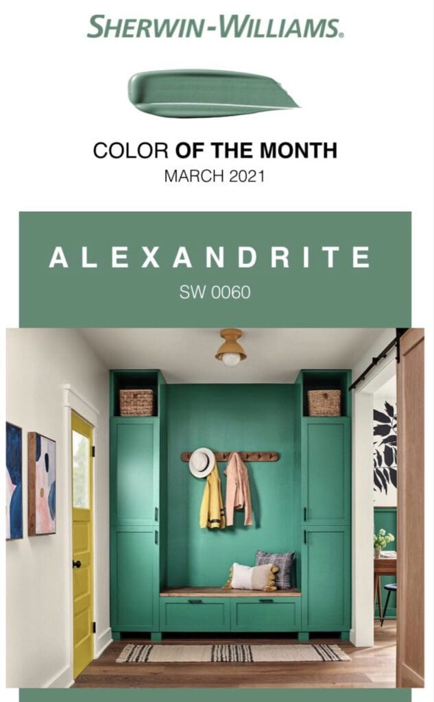 Sherwin Williams March 2021 Color of the Month Alexandrite.