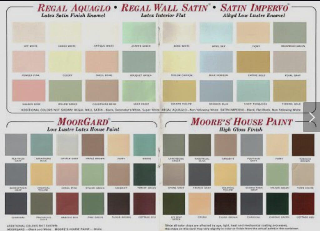 Benjamin Moore Vintage 1969 Color Chart.