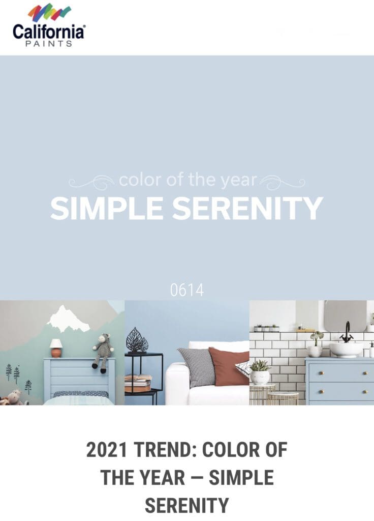 California Paints 2021 Color of the Year Simple Serenity.