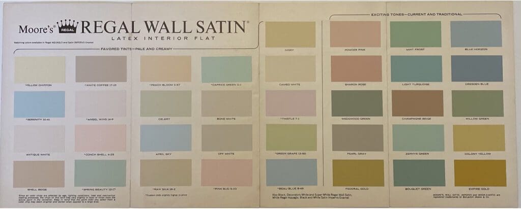 1968 Benjamin Moore Regal Wall Color Chart