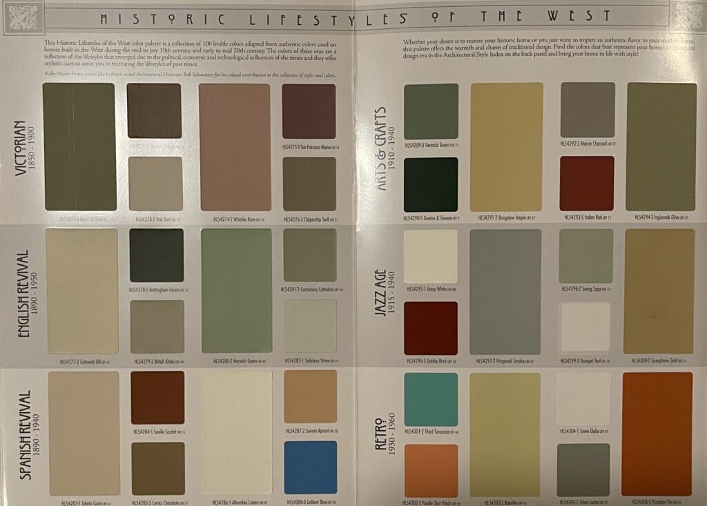 Kelly Moore Historic Lifestyles of the West Color Chart.