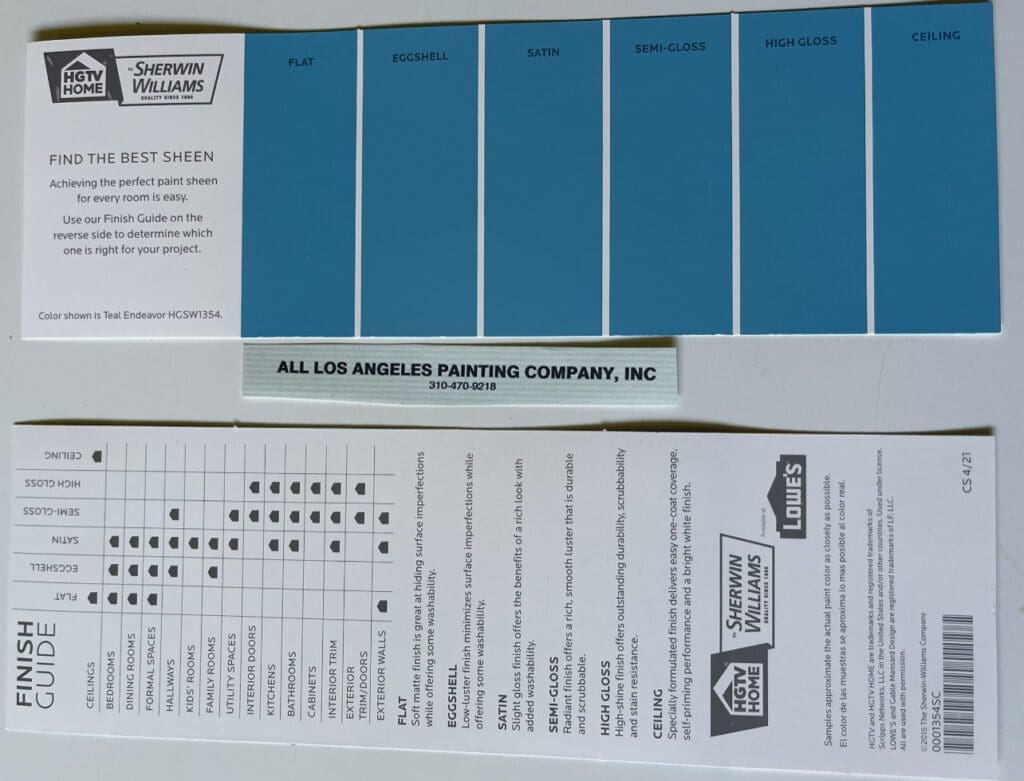 Sherwin Williams HGTV Sheen Chart