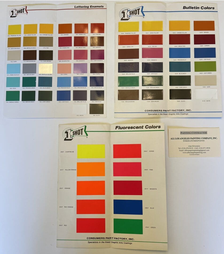 1 shot paint color palettes.