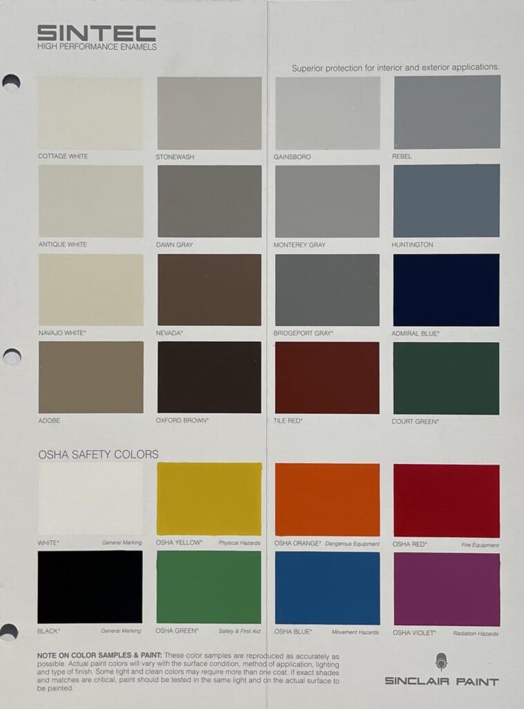 Sinclair Color Charts.