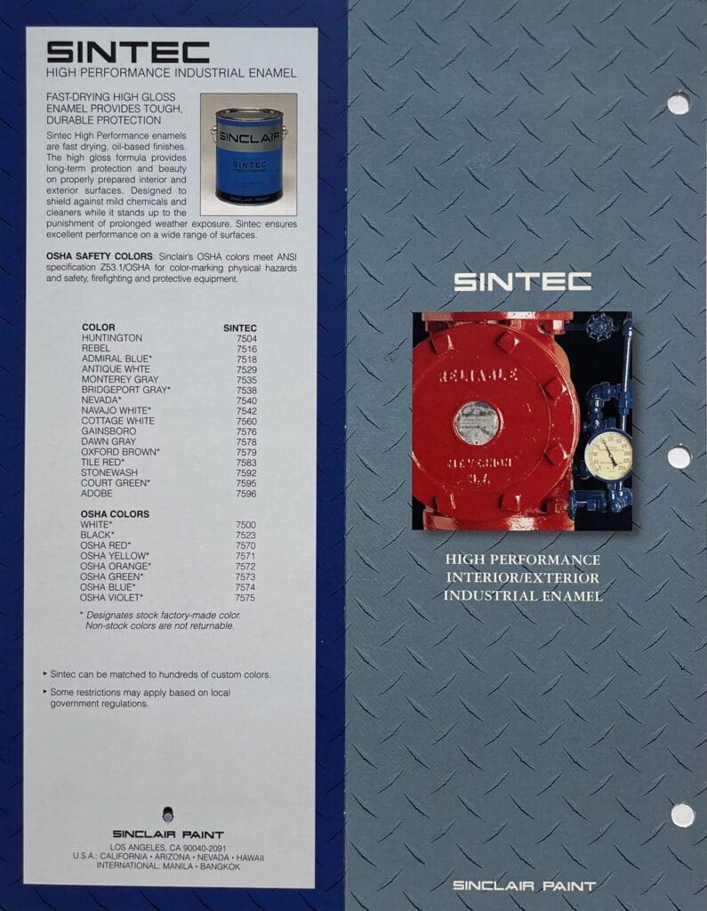 Sinclair Paint Sintec Cover.