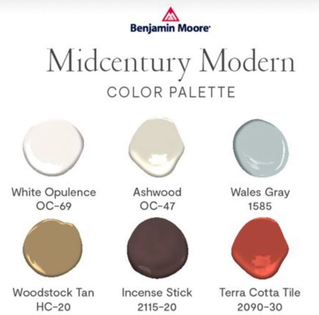 Benjamin Moore Mid-Century Modern Paint Color Palette