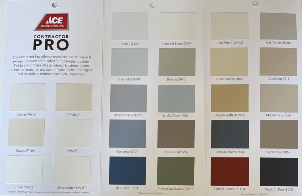 Ace Contractor Pro Paint Colors.