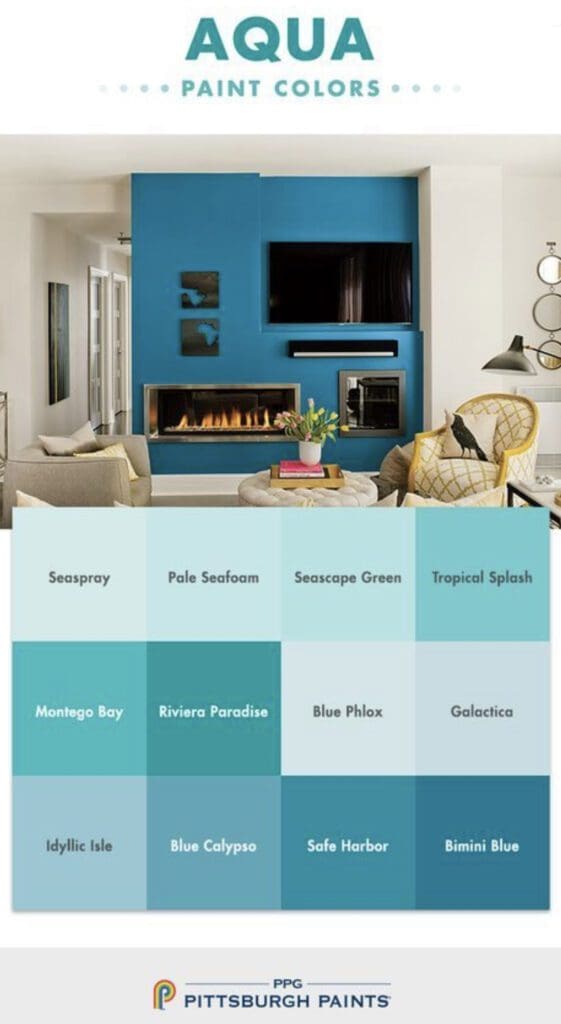 PPG Pittsburgh Paints Aqua Colors Palette