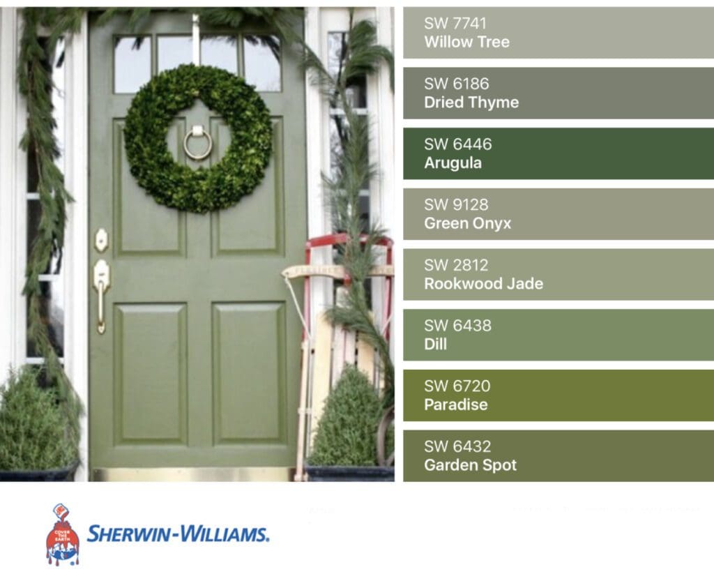 Sherwin Williams Green Front Door Paint Color Inspiration.