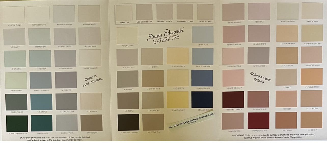 Dunn Edwards 1992 Exterior Color Chart All Los Angeles Painting