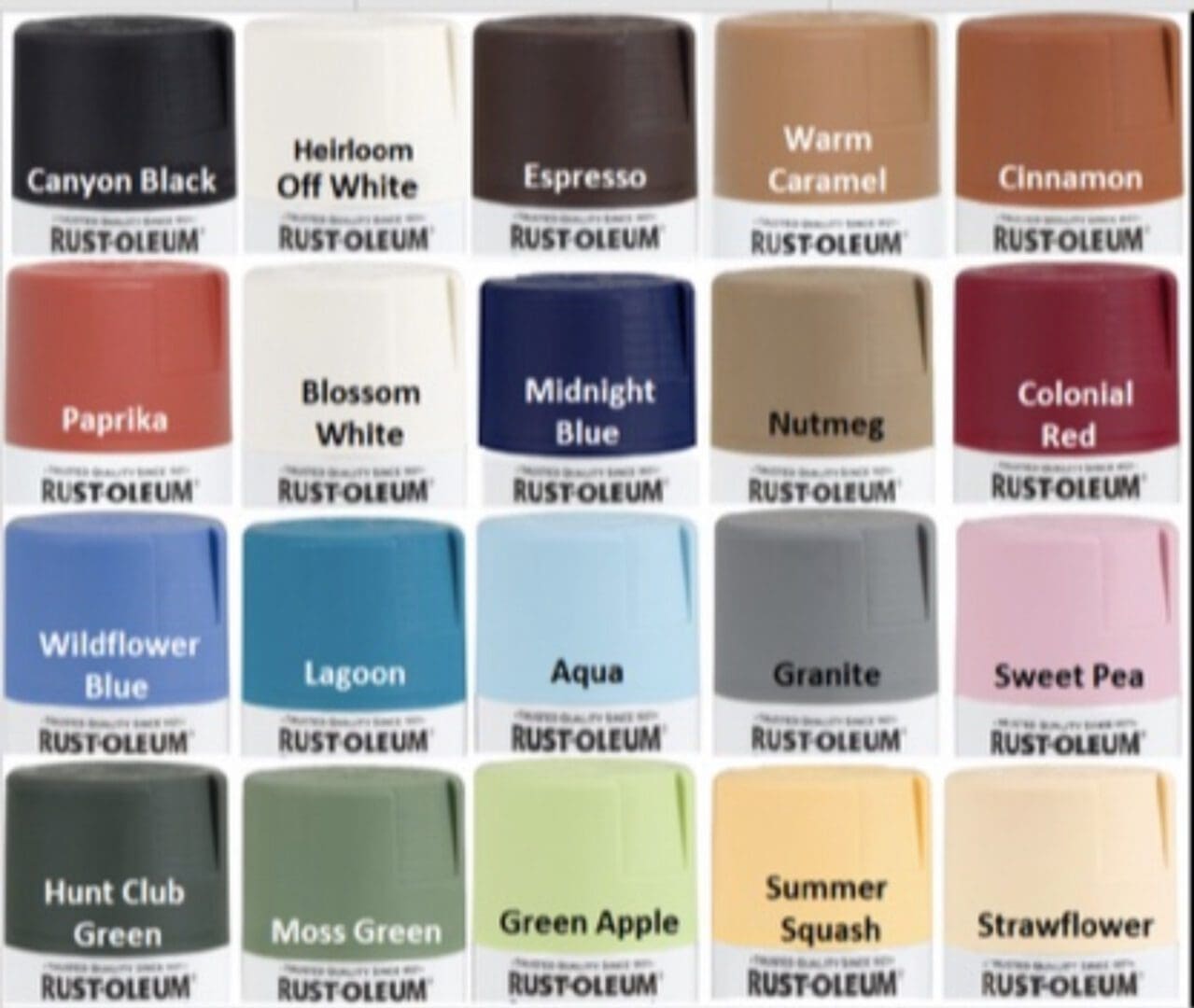 Rust-Oleum Aerosol Paint Colors.