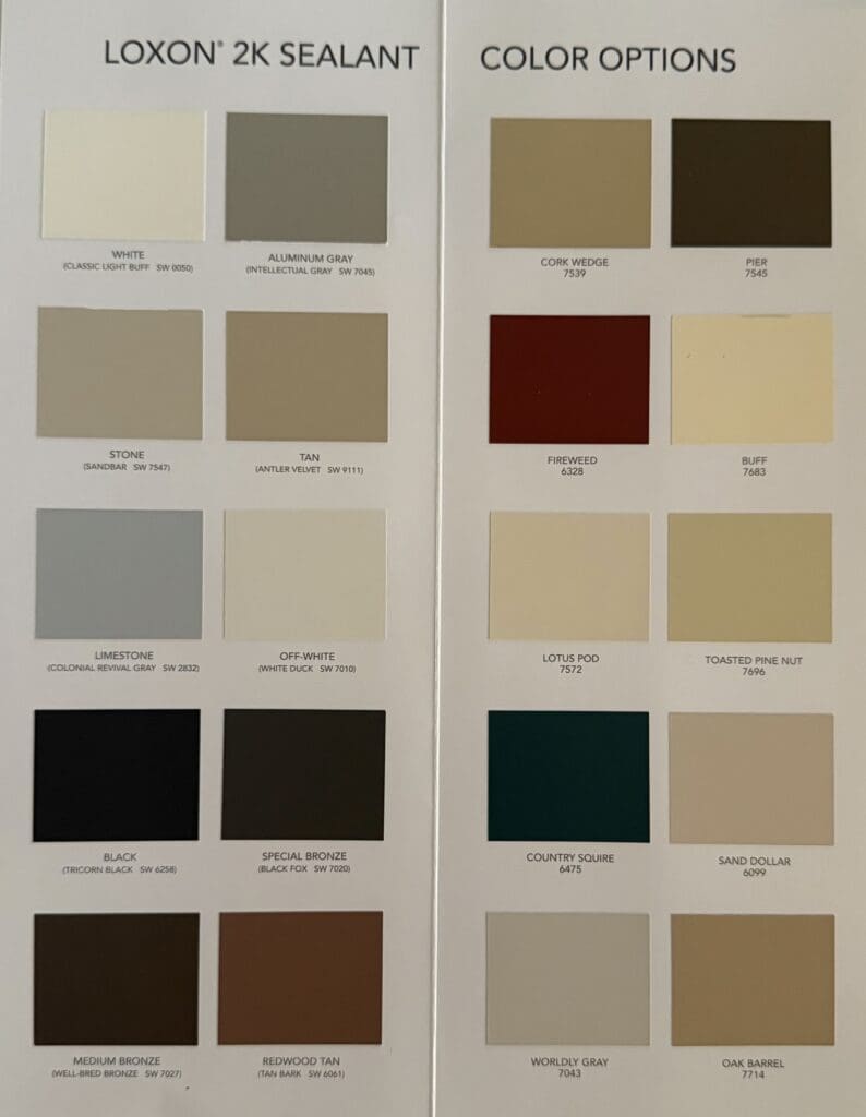 Sherwin Williams Loxon Two Component Sealant Color Chart.