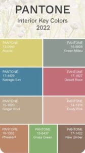 2022 Pantone Interior Key Colors