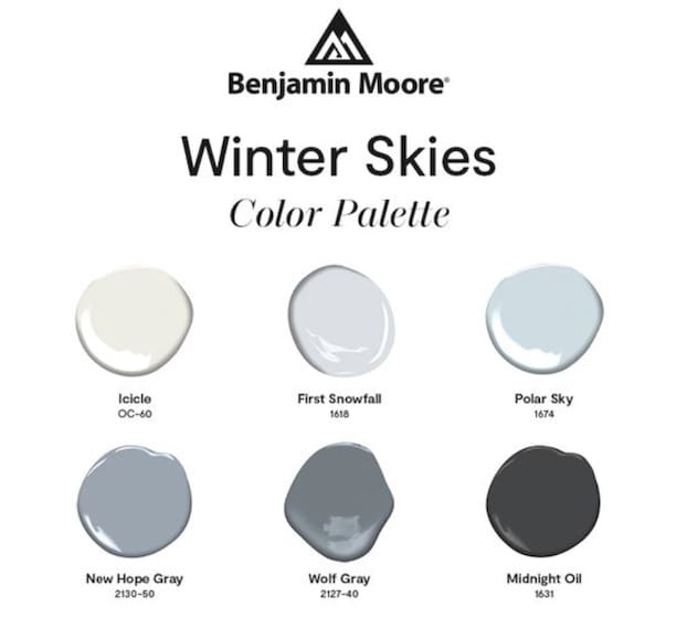 Benjamin Moore Winter Skies Color Palette. 