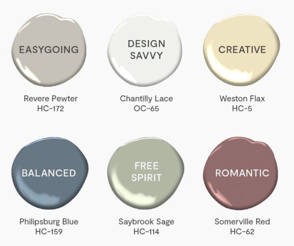 Benjamin Moore Bedroom Paint Color Personality Chart.