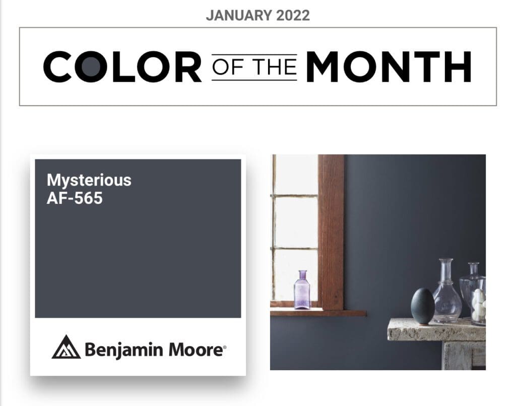 Benjamin Moore January 2022 Color of the Month Mysterious AF-565. All Los Angeles Painting Company, Inc.