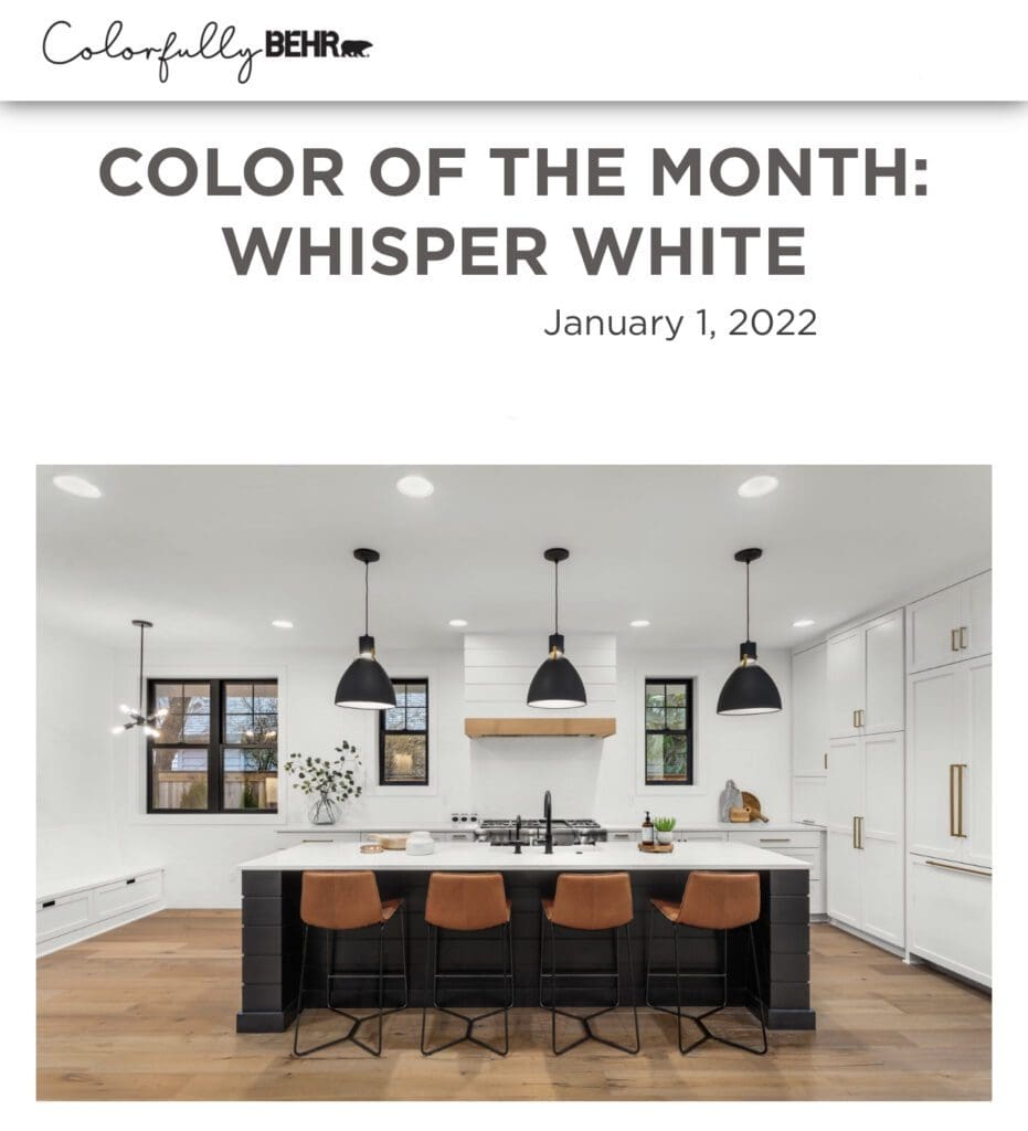 Behr Color of the Month January 2022