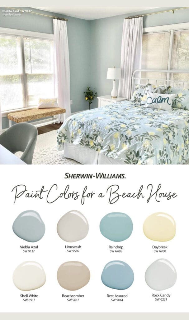 Sherwin Williams Beach House Paint Color Palette.