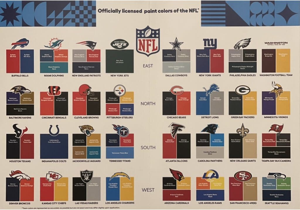 Transform any space into a celebration of your favorite NFL team with Lowe's officially licensed Valspar NFL Paint Colors collection. Whether it's a living room, bedroom, or even a man cave, the Lowe's Valspar color chart has something for you.