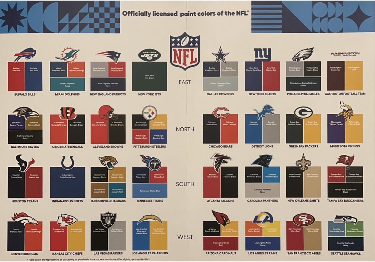 Transform any space into a celebration of your favorite NFL team with Lowe's officially licensed Valspar NFL Paint Colors collection. Whether it's a living room, bedroom, or even a man cave, the Lowe's Valspar color chart has something for you.