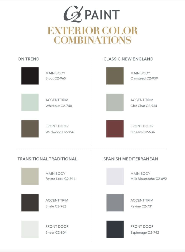 These are C2 Paint's top selling exterior paint color combinations. A beautiful home is something to be proud of. Here are why pre-selected color combinations make decorating easier.