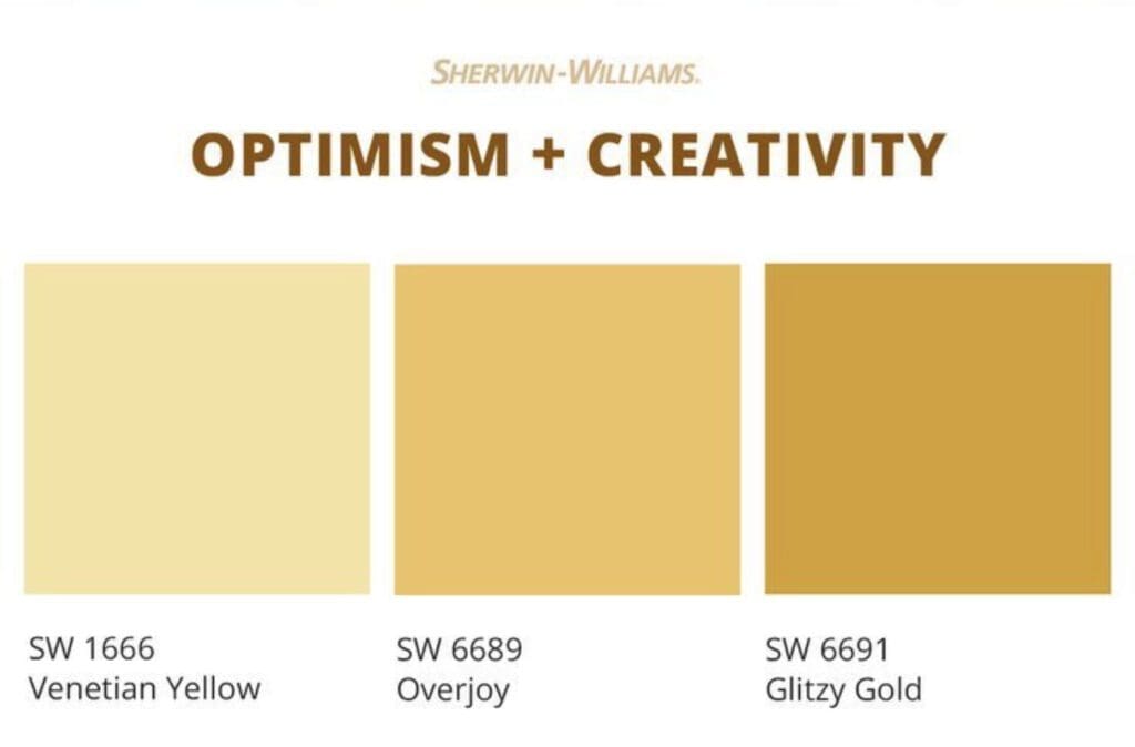 Sherwin Williams Optimism and Creativity Paint Color Palette. All Los Angeles Painting Company, Inc.