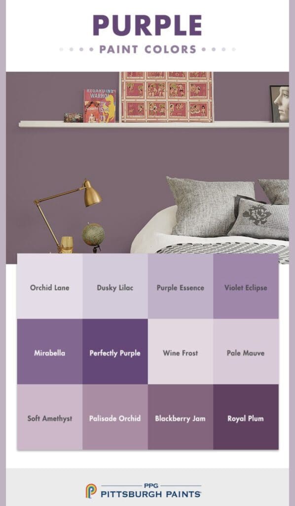 PPG Pittsburgh Paints Purple Color Palette. 