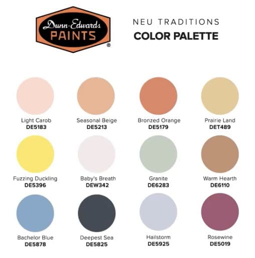 Dunn Edwards Neu Traditions Paint Color Palette. All Los Angeles Painting Company, Inc.