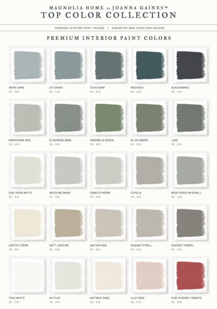 Magnolia Home Most Popular Paint Color Collection.