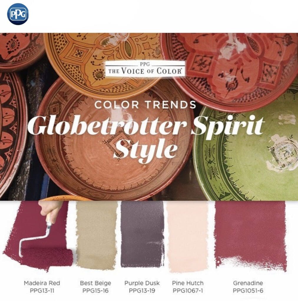 PPG Pittsburgh Paints Globetrotter Spirit Paint Color Palette. All Los Angeles Painting Company, Inc.