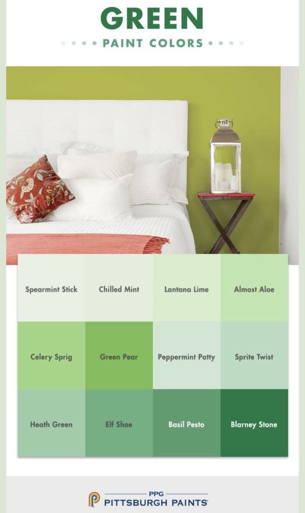 PPG Pittsburgh Paint Green Paint Color Palette. All Los Angeles Painting Company, Inc.