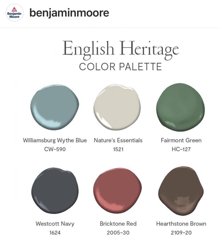 Benjamin Moore English Heritage Paint Color Palette. All Los Angeles Painting Company, Inc.