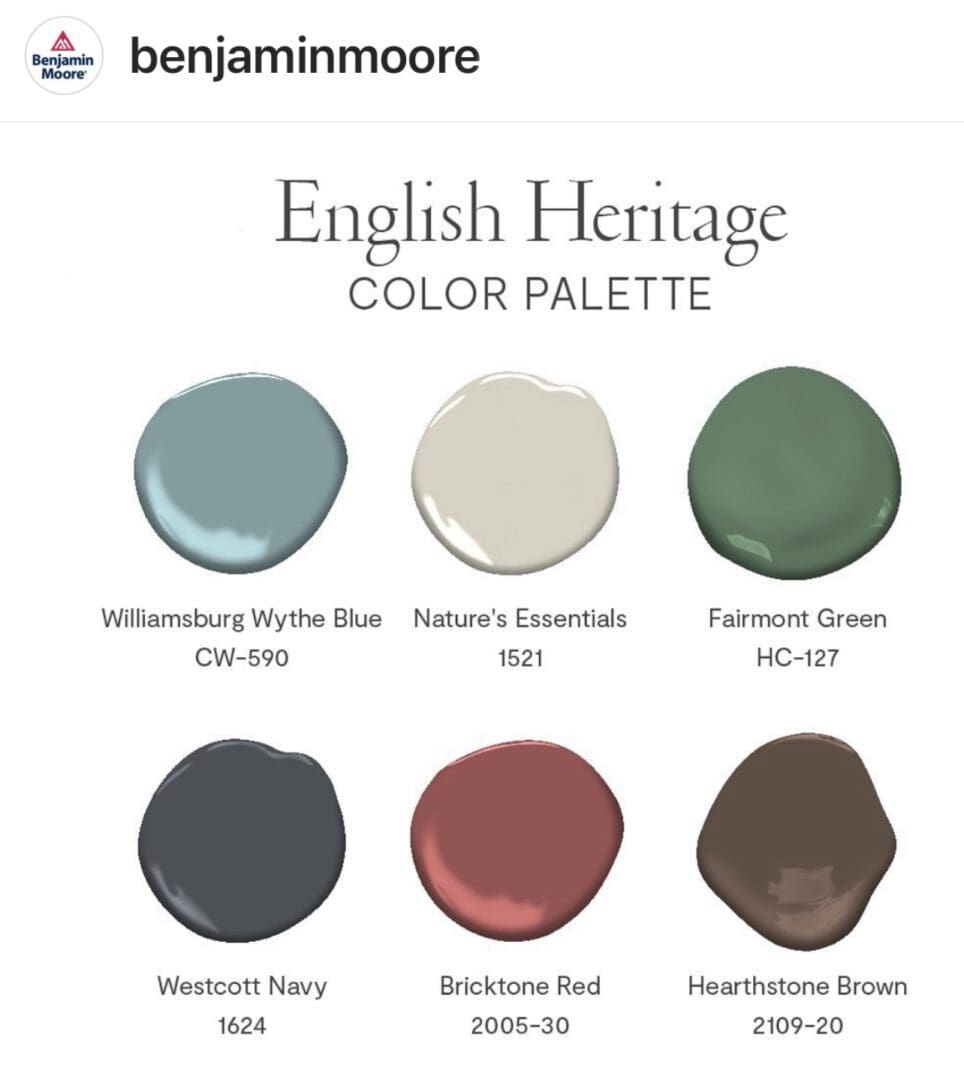 Benjamin Moore English Heritage Paint Color Palette. All Los Angeles Painting Company, Inc.