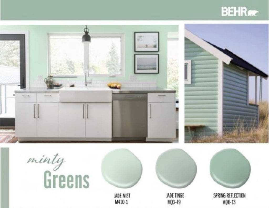 Behr Minty Green Paint Color Palette. All Los Angeles Painting Company, Inc.