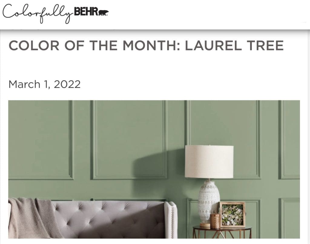 Behr March 2022 Color of the Month | Laurel Tree. All Los Angeles Painting Company, Inc.