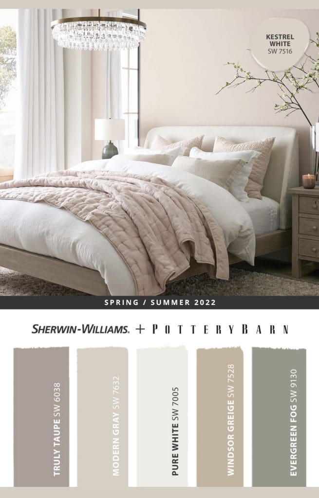 Pottery Barn Sherwin Williams Spring/Summer 2022 Bedroom Paint Color Palette. All Los Angeles Painting Company, Inc.