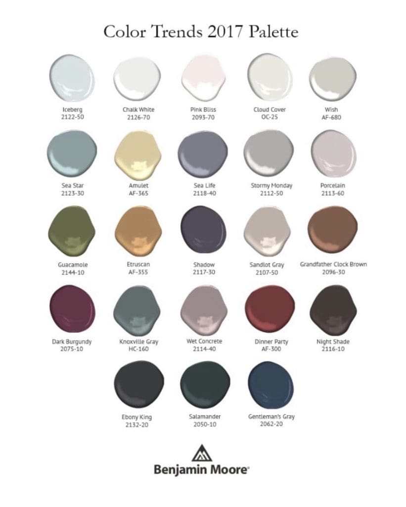 Benjamin Moore 2017 Color Trends Palette.