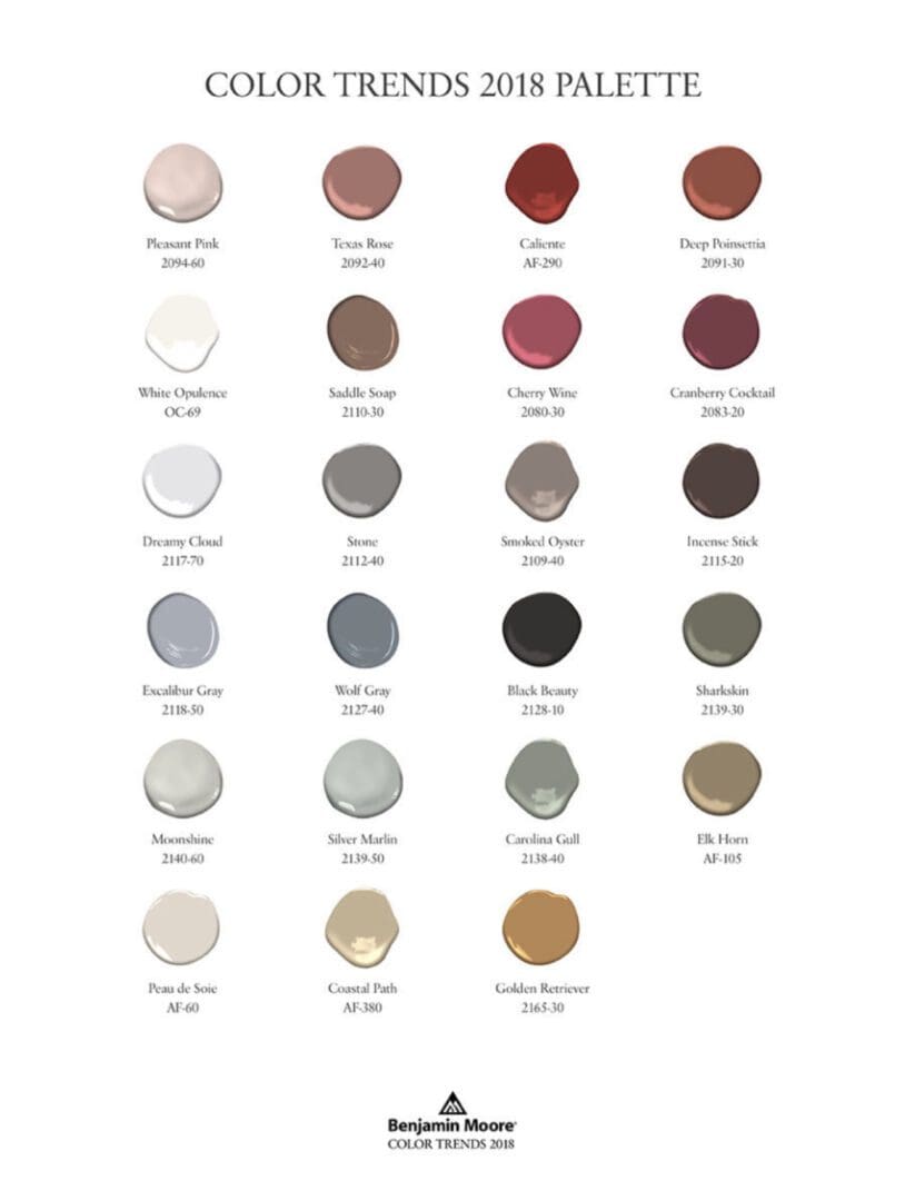 2018 Color Trends Palette.