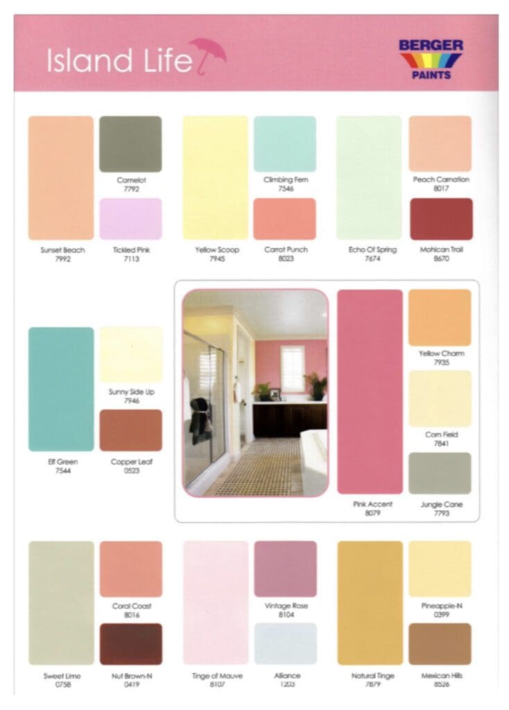 Jamaica Island Life Paint Color Inspiration Palette. All Los Angeles Painting Company, Inc.