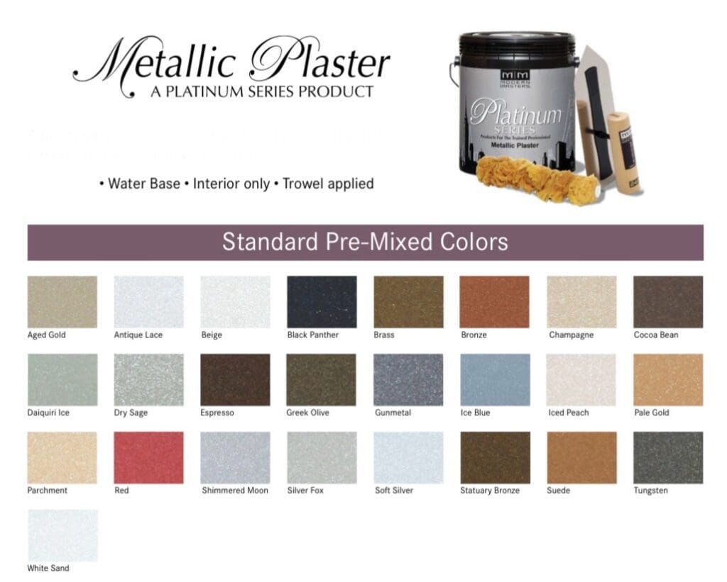 Modern Masters Metallic Plaster Color Chart.
