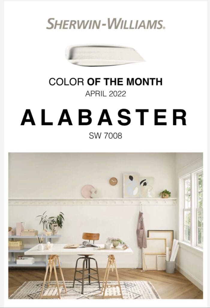 Sherwin Williams April 2022 Color of the Month | Alabaster. All Los Angeles Painting Company, Inc.