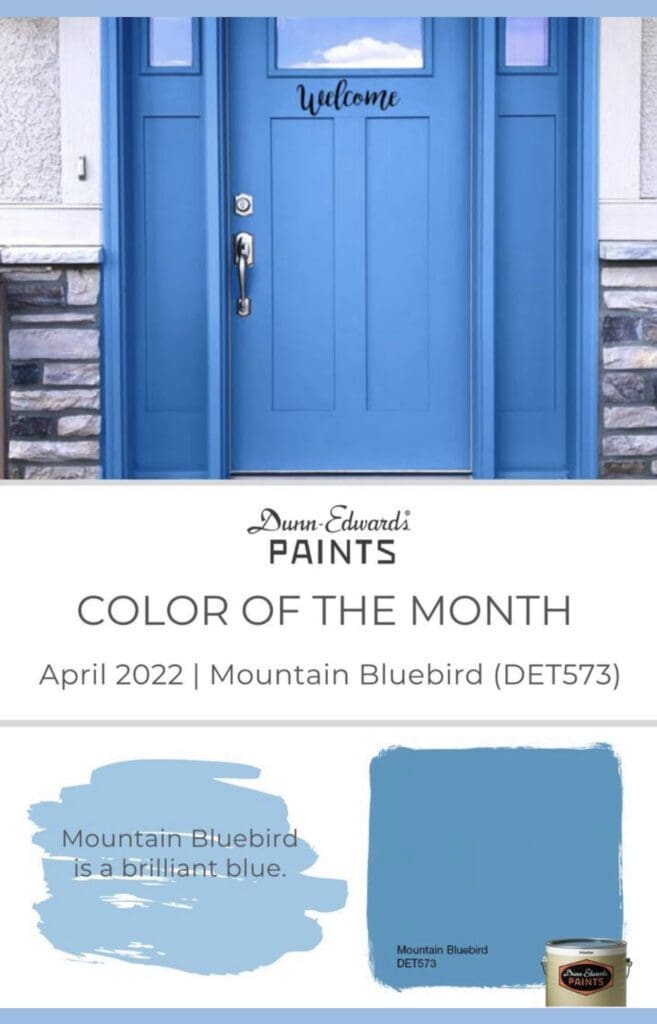 Dunn Edwards April 2022 Color of the Month | Mountain Bluebird DET573. All Los Angeles Painting Company, Inc,